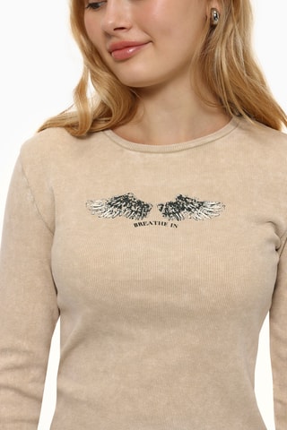 T-shirt - Beige et noir