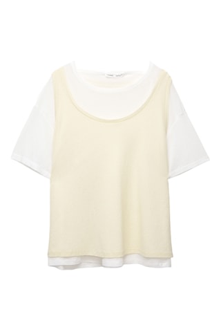 T-shirt trompe-l’œil - Blanc et ivoire