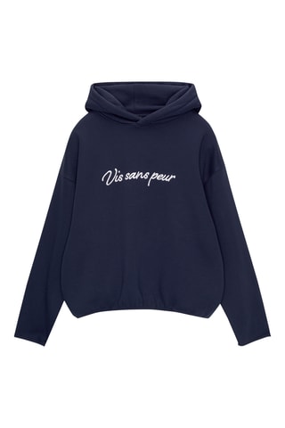 Sweat à capuche - Bleu marine et blanc