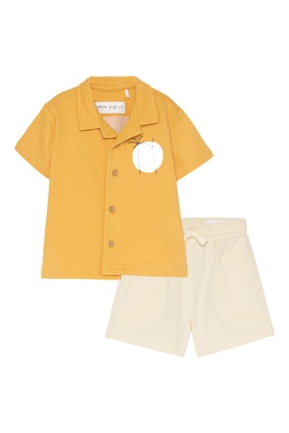 Chemise et bermuda - Moutarde et beige