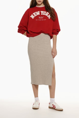 Jupe taille haute - Beige chiné