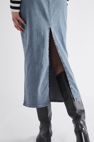 Jupe midi en jean - Bleu