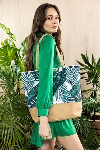 Mala de praia Vivian Verde-escuro e branco - Verde