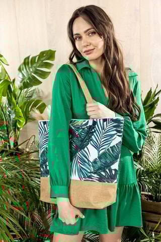 Mala de praia Vivian Verde-escuro e branco - Verde
