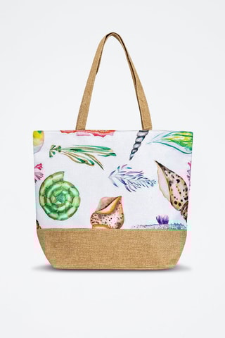 Mala cabaz - Branco e castanho-claro - Branco e castanho