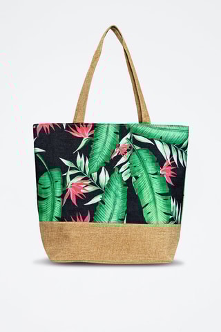 Mala cabaz - Verde e castanho-claro - Preto, verde e castanho