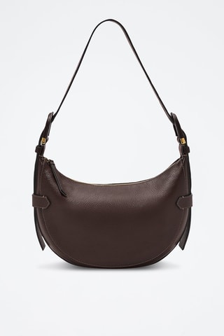 Sac porté épaule en cuir - Marron foncé