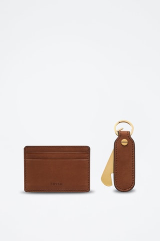 Porte-cartes et porte-clé en cuir Steven - Marron