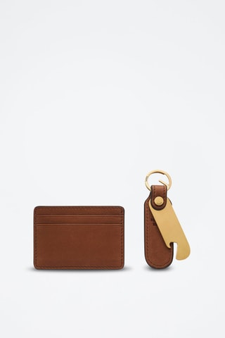 Porte-cartes et porte-clé en cuir Steven - Marron