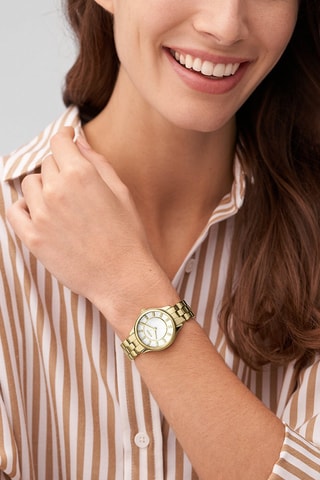 Reloj de cuarzo de acero Modern - Dorado y blanco