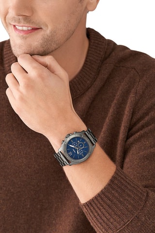 Montre à quartz en acier Privateer - Gris foncé et bleu