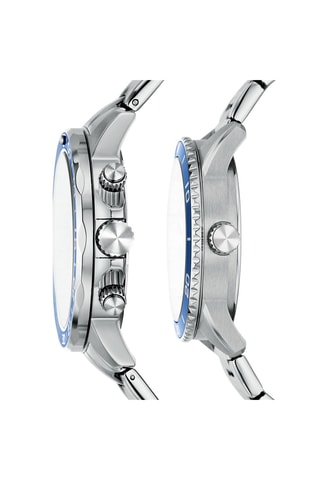 2 relojes de cuarzo de acero Bannon - Cronógrafo - Plateado