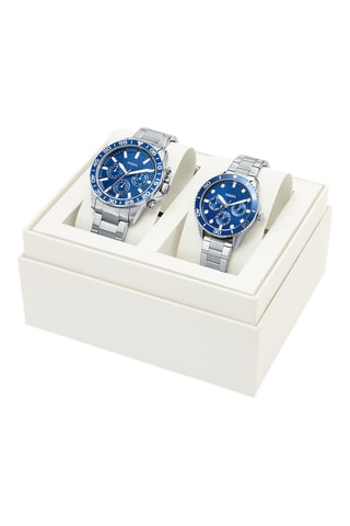 2 relojes de cuarzo de acero Bannon - Cronógrafo - Plateado