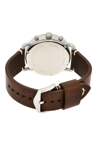 Montre à quartz en cuir Commuter - Chronographe - Marron et argenté