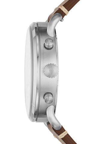 Montre à quartz en cuir Commuter - Chronographe - Marron et argenté