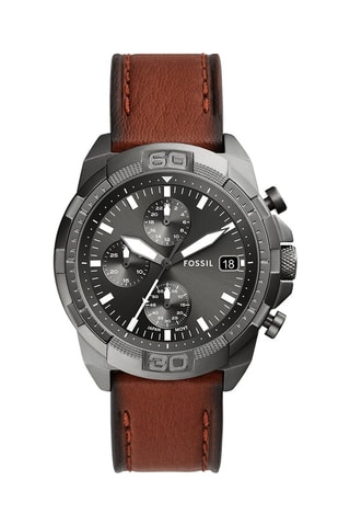 Montre à quartz en cuir Bronson - Chronographe - Marron et gris