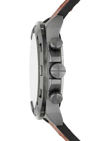 Montre à quartz en cuir Bronson - Chronographe - Marron et gris