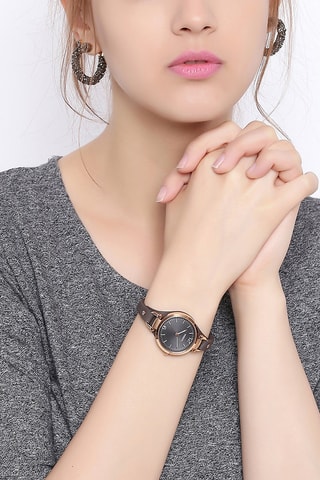 Reloj de piel Georgia - Gris y dorado