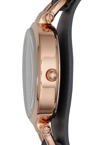 Reloj de piel Georgia - Gris y dorado