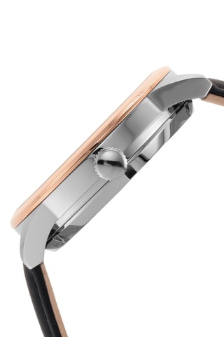 Montre automatique en cuir Flynn - Noir et doré rose