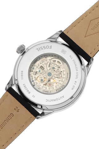 Montre automatique en cuir Flynn - Noir et doré rose