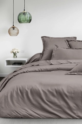 Capa de edredão em cetim de algodão - Cinzento