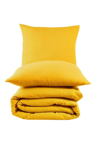 Capa de edredão em cetim de algodão Mima - Amarelo