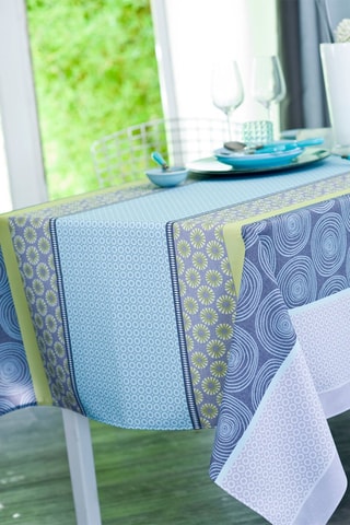 Toalha de mesa retangular Aura Turquesa e verde