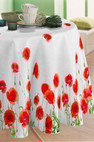 Toalha de mesa Poppy - Vermelho e branco