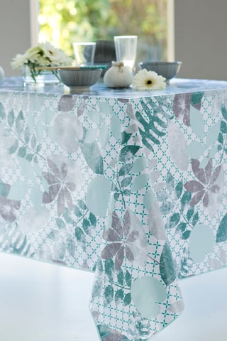 Toalha de mesa retangular em plástico Vegetalmix - Branco e verde