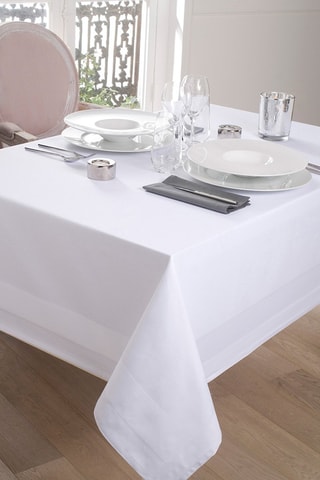 Toalha de mesa anti-nódoas retangular Faixa Cetim - Branco