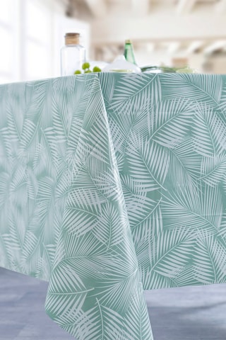Toalha de mesa Feuille Tropical - Azul e branco