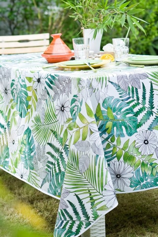 Toalha de plástico retangular Clorofila - Branco