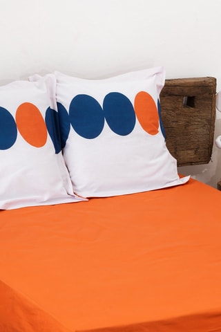 2 lençois-capa em percal de algodão - 80 fios/cm² - Laranja e cinzento