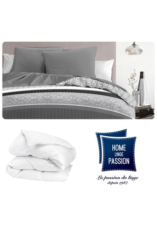Conjunto de edredão e edredão Diffus - Cinzento e branco