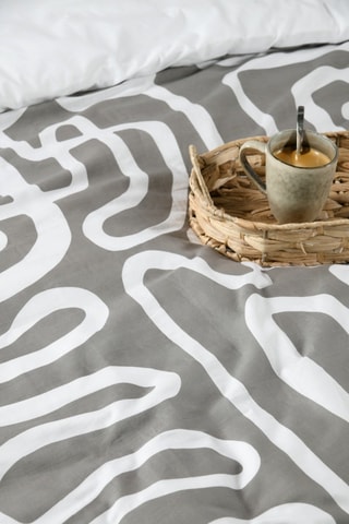 Conjunto de edredão Pinto - Cinzento e branco