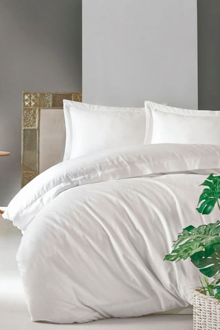 Conjunto de edredão em cetim de algodão 57 fios/cm² Elegant - Branco