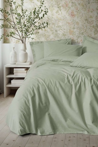 Conjunto de edredão em algodão reforçado 145 fios/cm² - Verde-sálvia