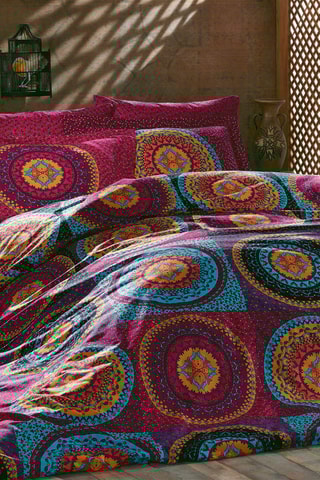 Conjunto de edredão em algodão 57 fios/cm² Gipsy - Violeta e laranja