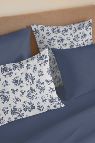 Pack conjunto de edredão em algodão 57 fios/cm² Eloise - Azul e branco