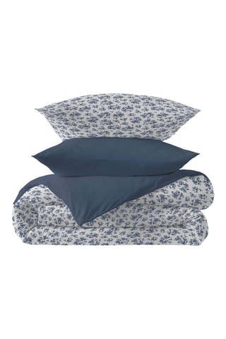 Pack conjunto de edredão em algodão 57 fios/cm² Eloise - Azul e branco