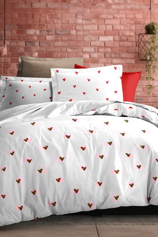 Conjunto de edredão Love - Branco e vermelho