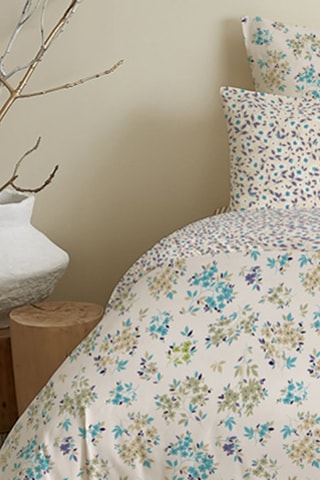 Pack conjunto de edredão reversível em algodão 57 fios/cm² - Bege e verde