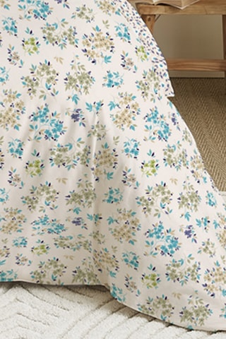 Pack conjunto de edredão reversível em algodão 57 fios/cm² - Bege e verde