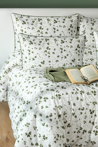 Conjunto de edredão Pralin em algodão 125 fios/cm² - Branco e verde