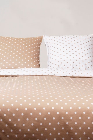 Conjunto de edredão Pois em algodão 125 fios/cm² - Bege e branco