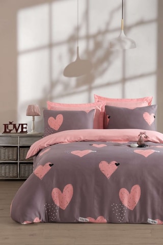 Conjunto de edredão em algodão 86 fios/cm² Jana - Rosa e violeta