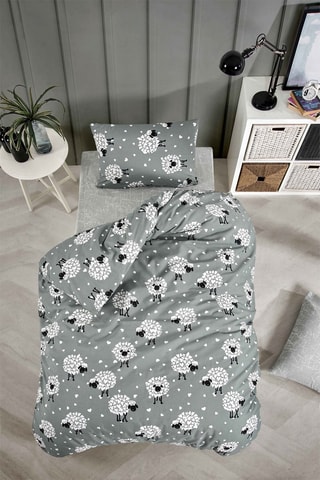 Conjunto de edredão de algodão 120 fios/cm² Lamb - Cinzento e branco