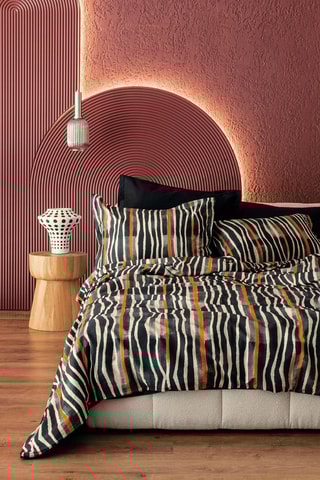 Conjunto de edredão em cetim de algodão Ephra  - 83 fios/cm² - Preto