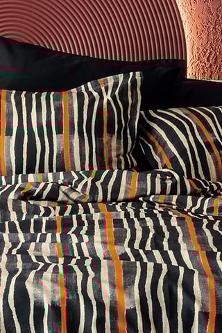 Conjunto de edredão em cetim de algodão Ephra  - 83 fios/cm² - Preto